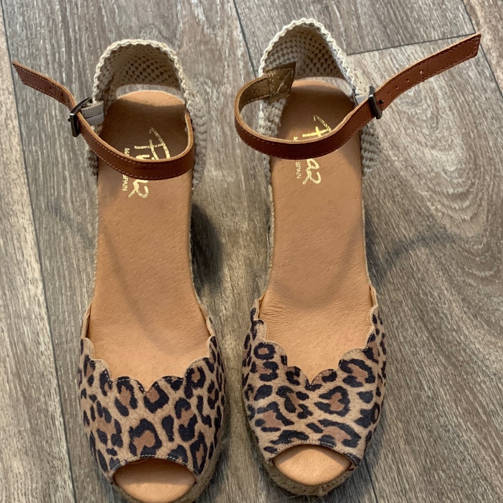 Leopard Print Espadrilles with Brown Ankle Strap